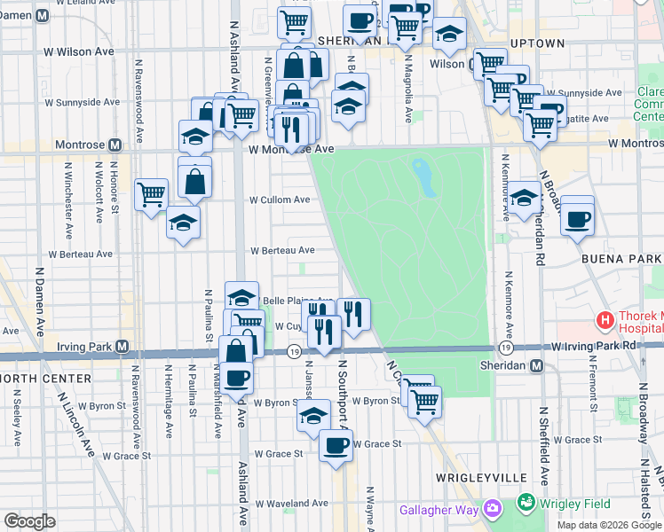 map of restaurants, bars, coffee shops, grocery stores, and more near in Chicago