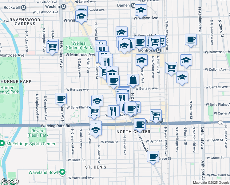 map of restaurants, bars, coffee shops, grocery stores, and more near in Chicago