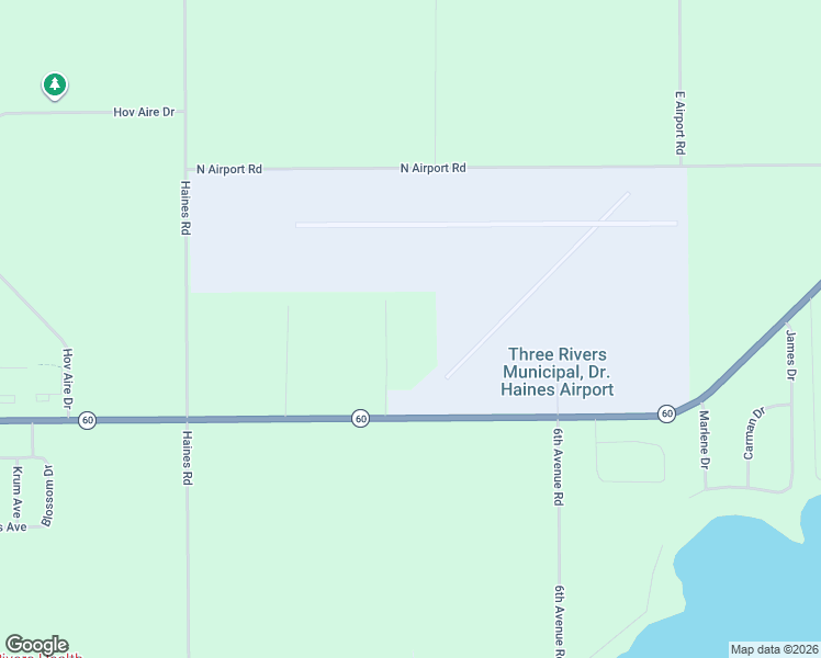 map of restaurants, bars, coffee shops, grocery stores, and more near 57777 Mitchell Street in Three Rivers