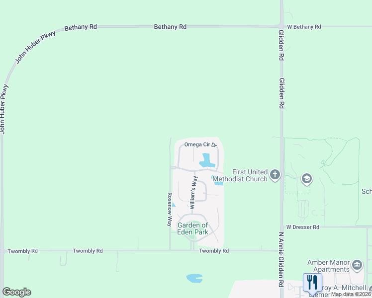 map of restaurants, bars, coffee shops, grocery stores, and more near 1360 Omega Circle Drive in DeKalb