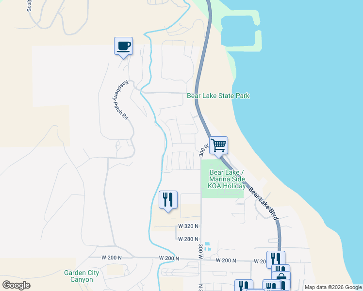 map of restaurants, bars, coffee shops, grocery stores, and more near 370 West Wysteria Drive in Garden City