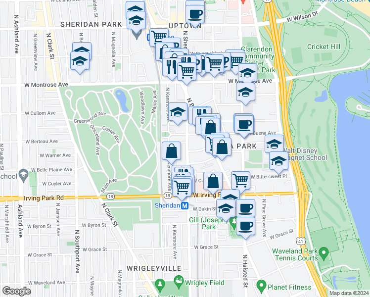 map of restaurants, bars, coffee shops, grocery stores, and more near in Chicago