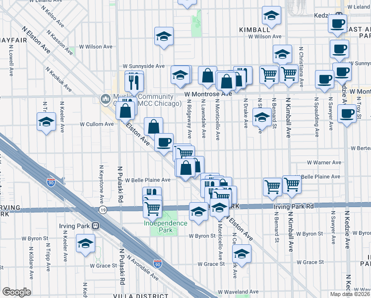 map of restaurants, bars, coffee shops, grocery stores, and more near in Chicago