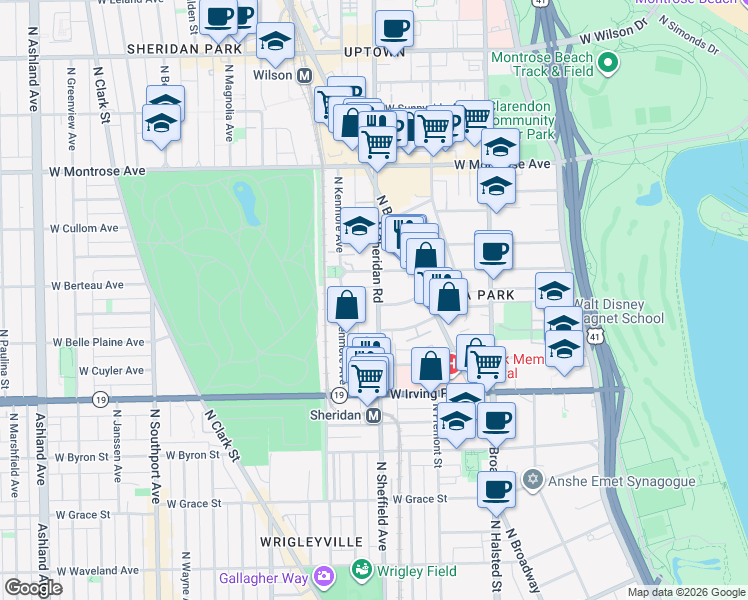 map of restaurants, bars, coffee shops, grocery stores, and more near in Chicago