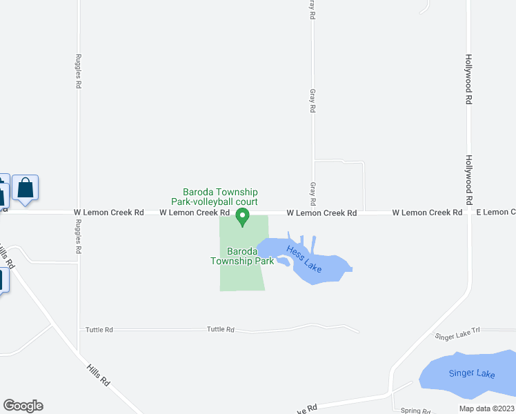 map of restaurants, bars, coffee shops, grocery stores, and more near 639 West Lemon Creek Road in Baroda