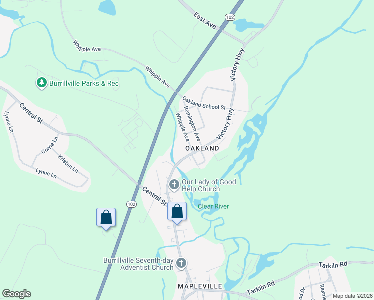 map of restaurants, bars, coffee shops, grocery stores, and more near 655 Whipple Avenue in Burrillville