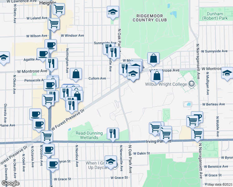 map of restaurants, bars, coffee shops, grocery stores, and more near in Cook County