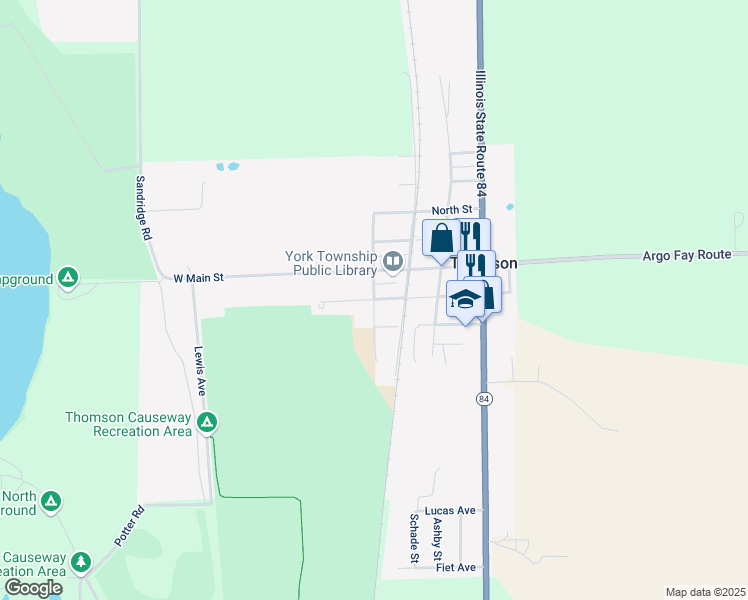 map of restaurants, bars, coffee shops, grocery stores, and more near West Street in Thomson
