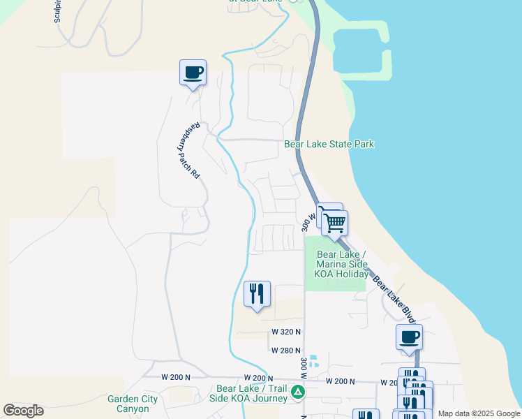 map of restaurants, bars, coffee shops, grocery stores, and more near 625 North Lochwood View in Garden City