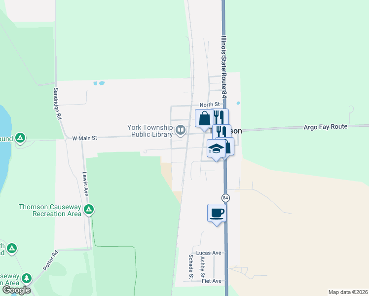 map of restaurants, bars, coffee shops, grocery stores, and more near 1000 Locust Street in Thomson