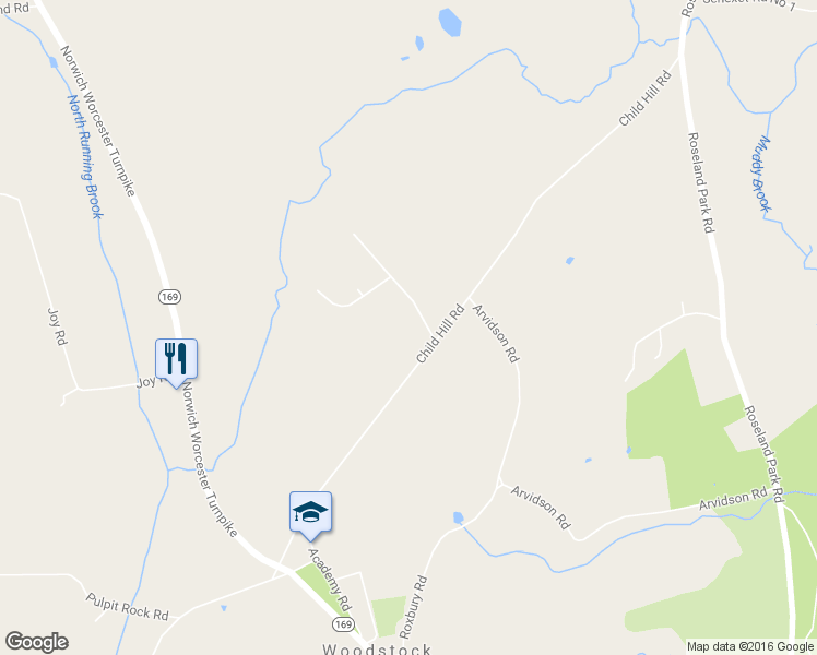 map of restaurants, bars, coffee shops, grocery stores, and more near 12 Sunrise Drive in Woodstock