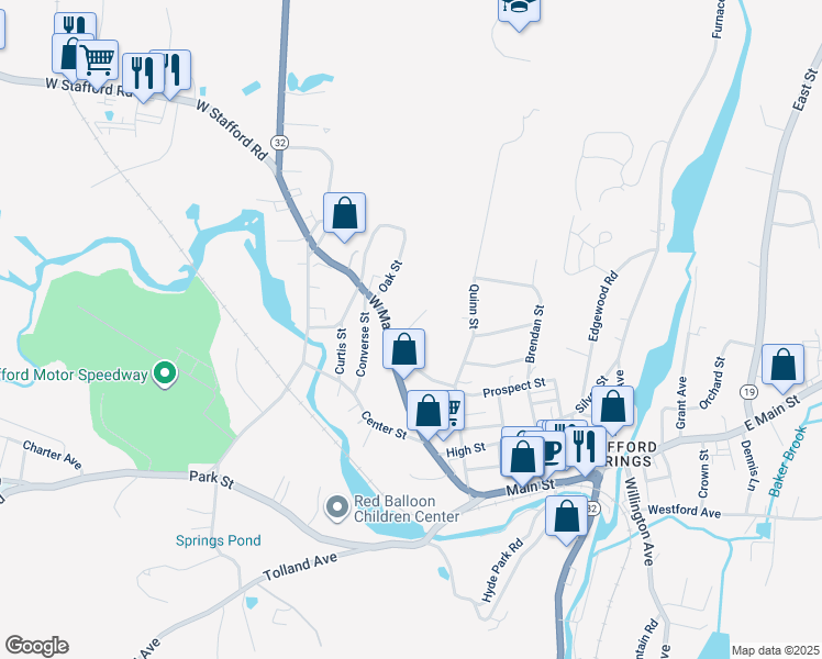 map of restaurants, bars, coffee shops, grocery stores, and more near 10 Prospect Heights in Stafford