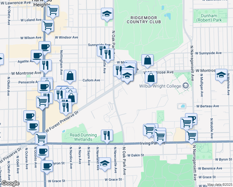 map of restaurants, bars, coffee shops, grocery stores, and more near in Cook County
