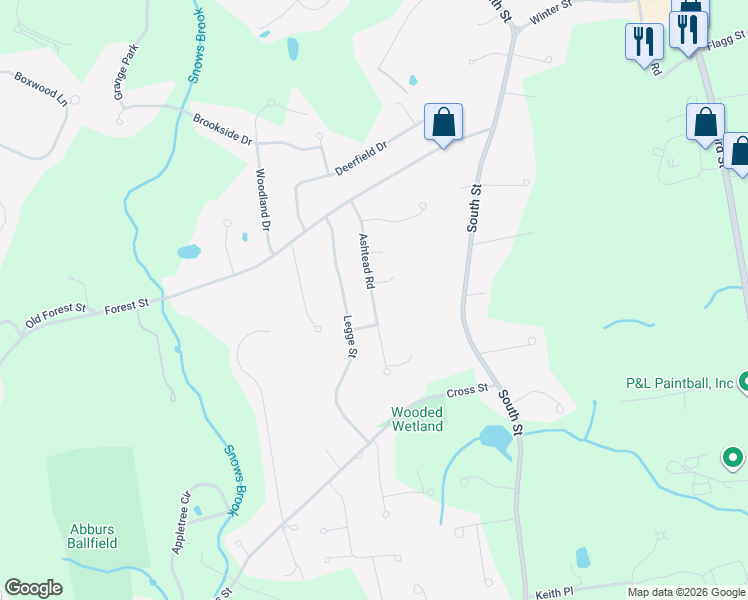 map of restaurants, bars, coffee shops, grocery stores, and more near 50 Ashtead Road in Bridgewater
