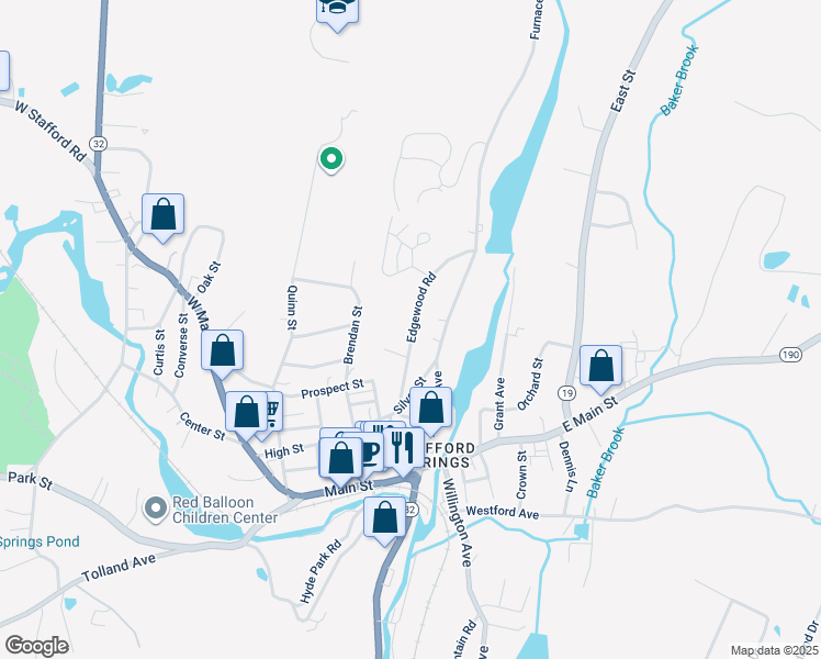 map of restaurants, bars, coffee shops, grocery stores, and more near 28 Edgewood Road in Stafford