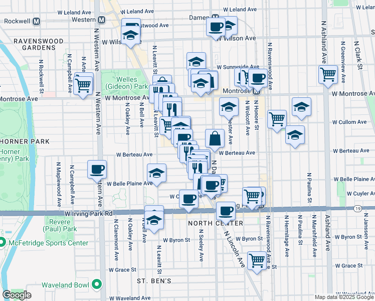 map of restaurants, bars, coffee shops, grocery stores, and more near in Chicago