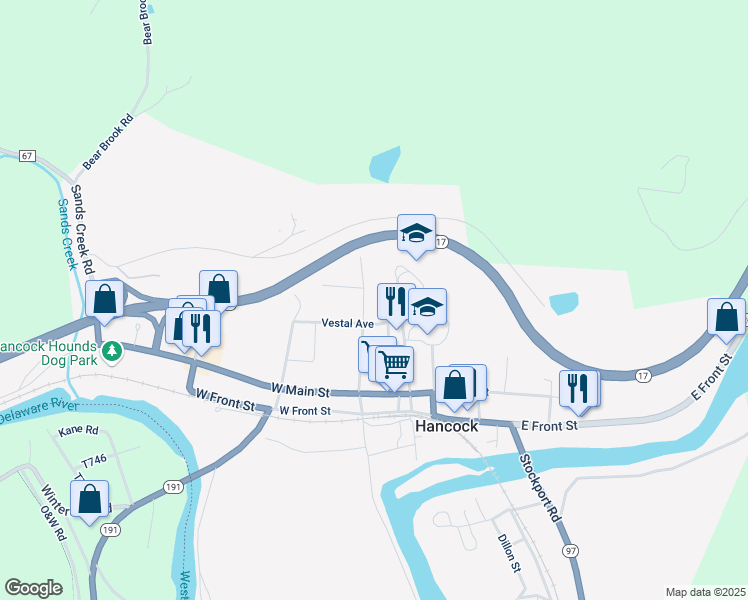 map of restaurants, bars, coffee shops, grocery stores, and more near 234 Leonard Street in Hancock