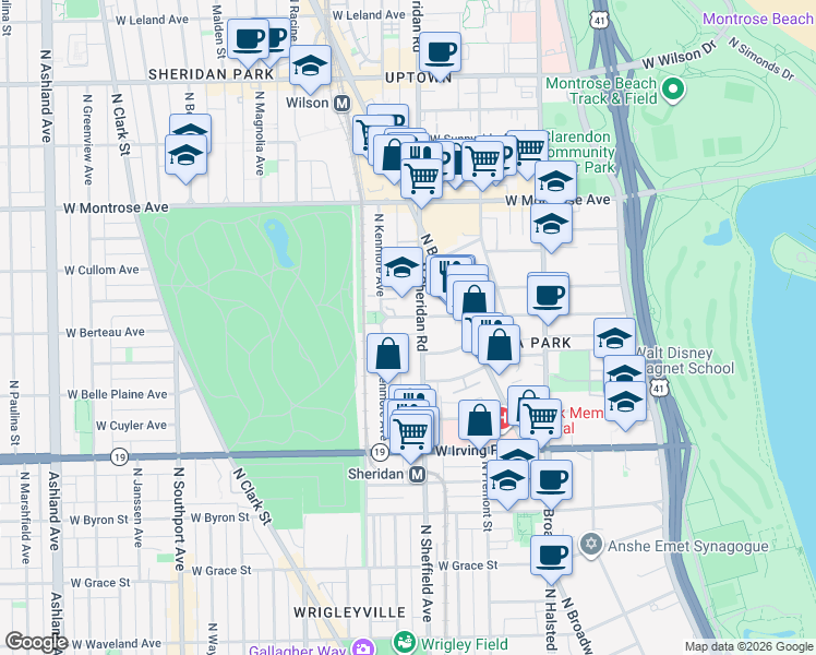 map of restaurants, bars, coffee shops, grocery stores, and more near in Chicago