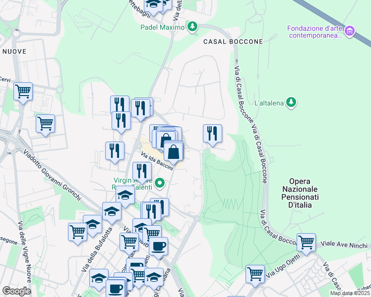 map of restaurants, bars, coffee shops, grocery stores, and more near 116 Via Dario Niccodemi in Città metropolitana di Roma Capitale