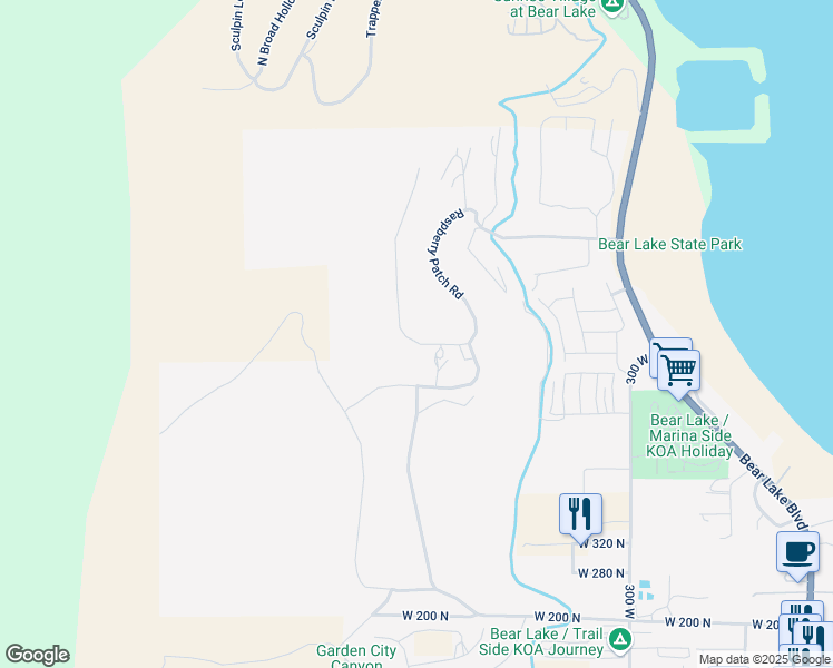 map of restaurants, bars, coffee shops, grocery stores, and more near 660 Cambry Drive in Garden City