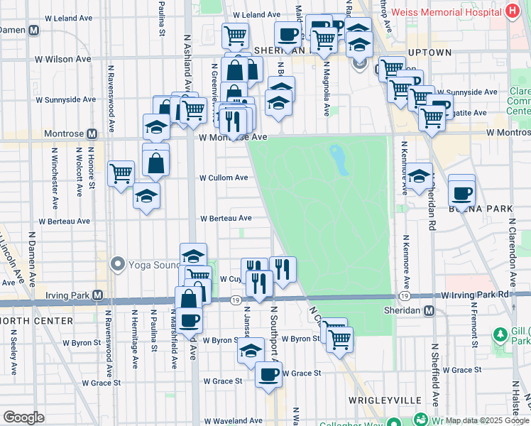 map of restaurants, bars, coffee shops, grocery stores, and more near in Chicago