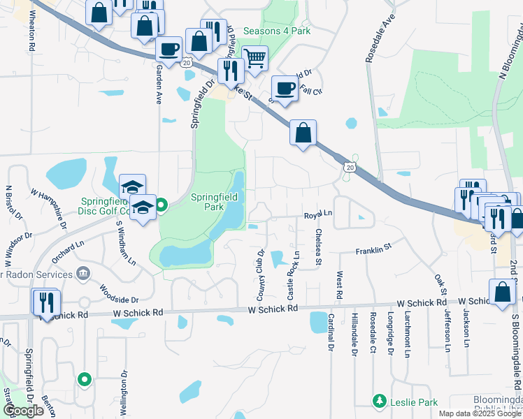 map of restaurants, bars, coffee shops, grocery stores, and more near 1 Bloomingdale Place in Bloomingdale