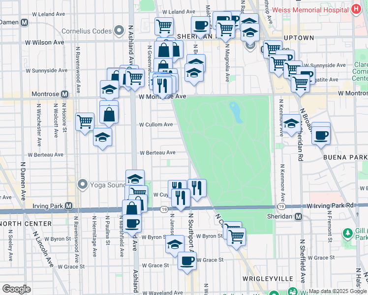 map of restaurants, bars, coffee shops, grocery stores, and more near in Chicago