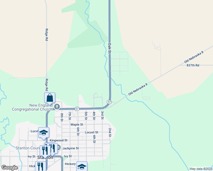map of restaurants, bars, coffee shops, grocery stores, and more near 3rd Street in Stanton