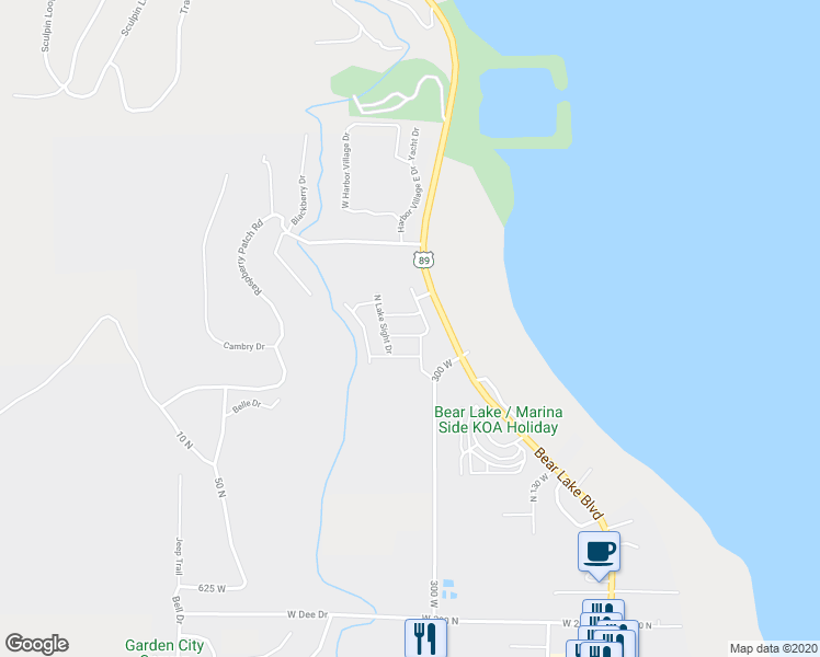 map of restaurants, bars, coffee shops, grocery stores, and more near 341 West Posies Drive in Garden City