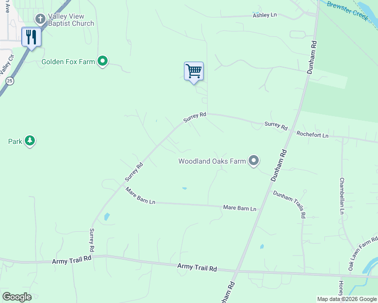 map of restaurants, bars, coffee shops, grocery stores, and more near 6N161 Surrey Road in Wayne