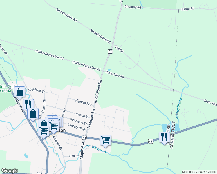 map of restaurants, bars, coffee shops, grocery stores, and more near 80 Rudd Pond Road in Millerton