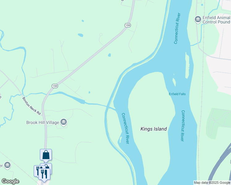 map of restaurants, bars, coffee shops, grocery stores, and more near Windsor Locks Canal State Park Trail (Windsor Locks Canal Towpath) in Suffield