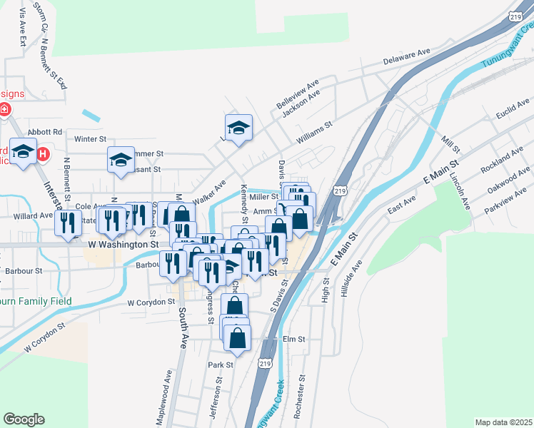 map of restaurants, bars, coffee shops, grocery stores, and more near 28-56 Forman St in Bradford