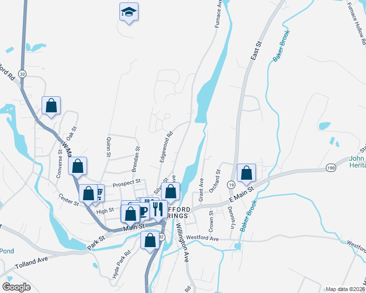 map of restaurants, bars, coffee shops, grocery stores, and more near 43 Furnace Avenue in Stafford