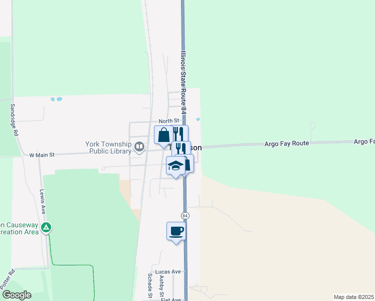 map of restaurants, bars, coffee shops, grocery stores, and more near 799 Locust Street in Thomson