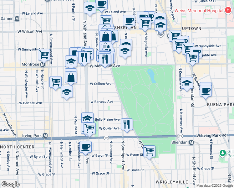 map of restaurants, bars, coffee shops, grocery stores, and more near 4319 South King Drive in Chicago