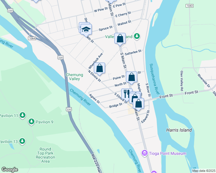 map of restaurants, bars, coffee shops, grocery stores, and more near 126 Paine Street in Athens