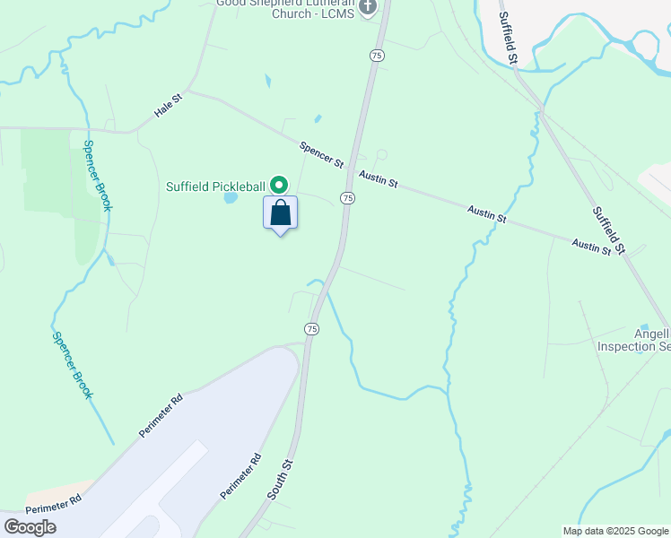 map of restaurants, bars, coffee shops, grocery stores, and more near 848 South Street in Suffield