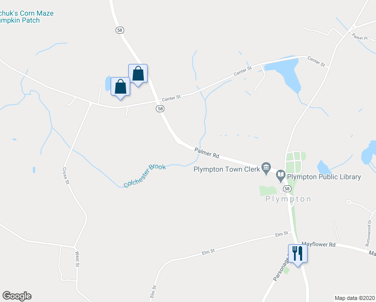 map of restaurants, bars, coffee shops, grocery stores, and more near 23 Palmer Road in Plympton