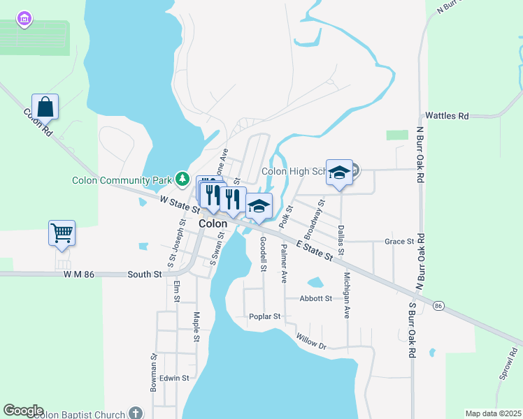 map of restaurants, bars, coffee shops, grocery stores, and more near 207 Polk Street in Colon