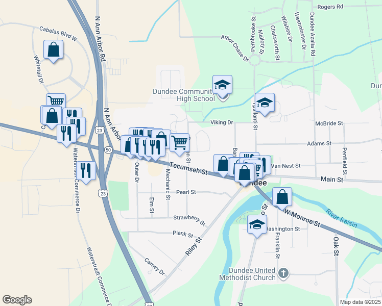 map of restaurants, bars, coffee shops, grocery stores, and more near 301 Rawson Street in Dundee