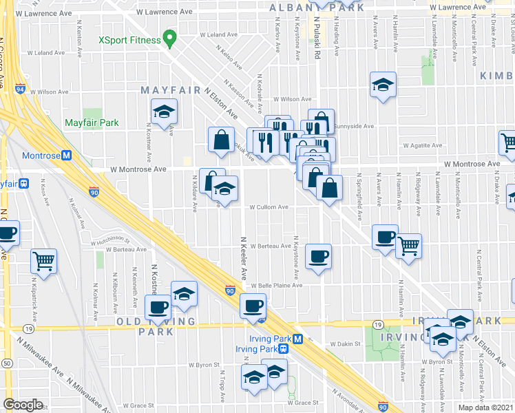 map of restaurants, bars, coffee shops, grocery stores, and more near in Chicago