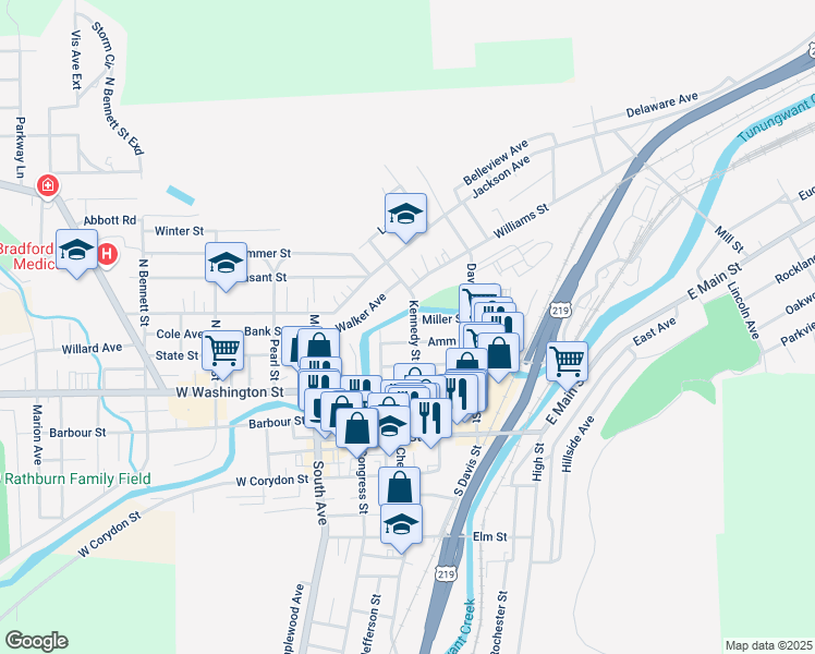 map of restaurants, bars, coffee shops, grocery stores, and more near 91 Kennedy Street in Bradford