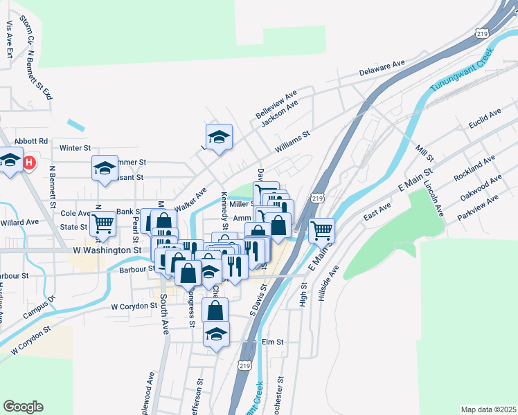 map of restaurants, bars, coffee shops, grocery stores, and more near 74 Amm Street in Bradford