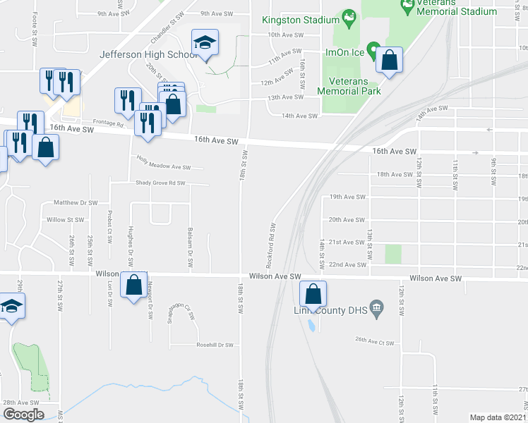 map of restaurants, bars, coffee shops, grocery stores, and more near 2000 Rockford Road Southwest in Cedar Rapids