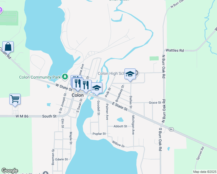 map of restaurants, bars, coffee shops, grocery stores, and more near 207 Polk Street in Colon