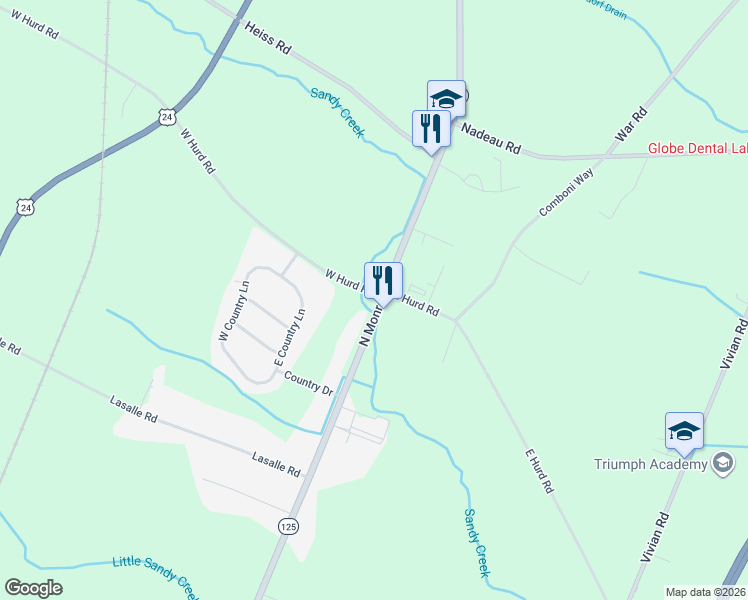 map of restaurants, bars, coffee shops, grocery stores, and more near 2971 North Monroe Street in Monroe
