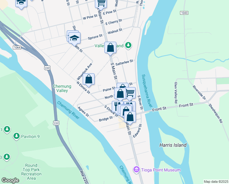 map of restaurants, bars, coffee shops, grocery stores, and more near 143-157 South Main Street in Athens