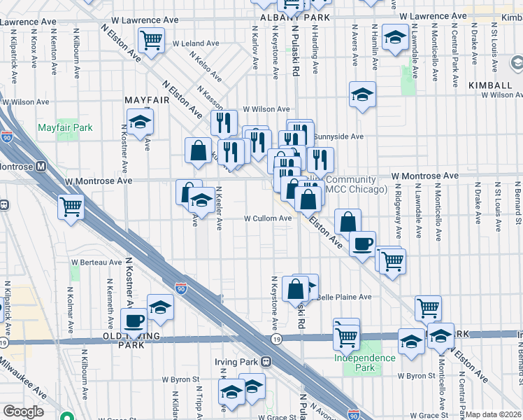 map of restaurants, bars, coffee shops, grocery stores, and more near in Chicago
