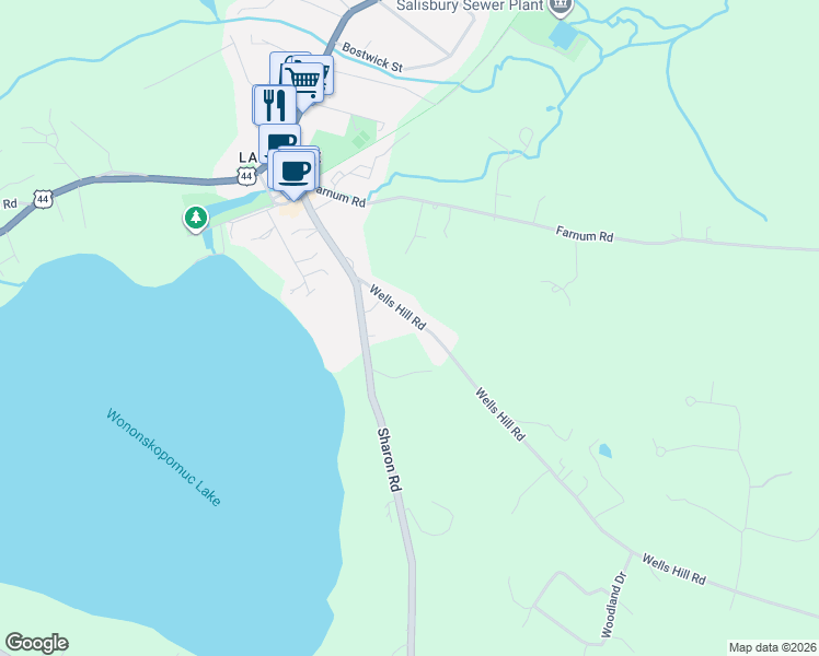map of restaurants, bars, coffee shops, grocery stores, and more near 33 Wells Hill Road in Salisbury